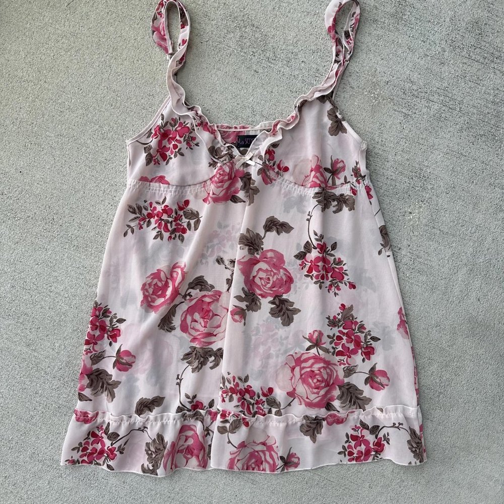 VINTAGE EARLY 2000's FLORAL BABYDOLL TANK TOP